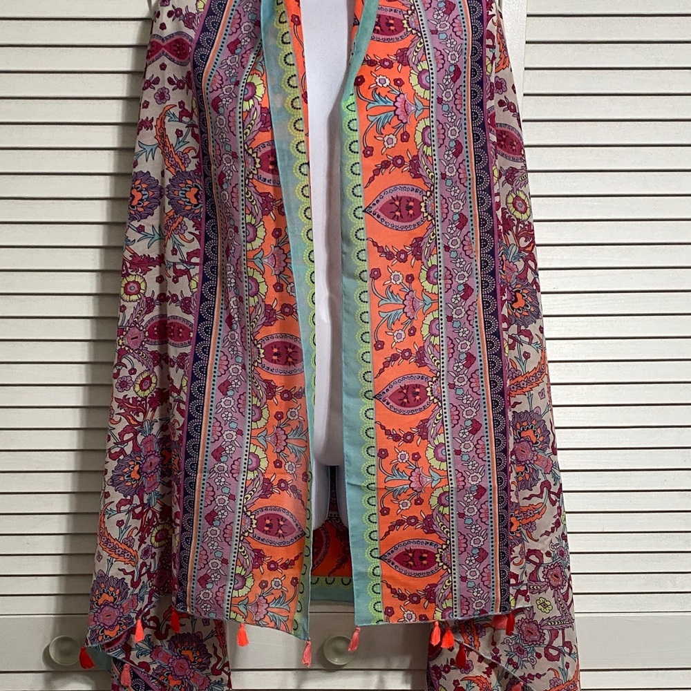 Aldo Colorful Bohemian Scarf with Tassels - Picture 2 of 12